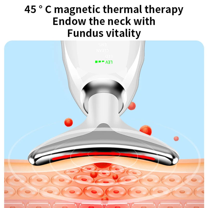 Electric Microcurrent Wrinkle Remover LED Photon Face Neck Beauty Device for Woman EMS Thermal Neck Lifting and Tighten Massager