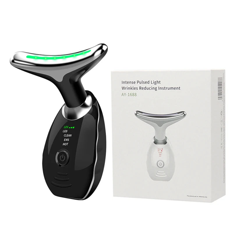 Electric Microcurrent Wrinkle Remover LED Photon Face Neck Beauty Device for Woman EMS Thermal Neck Lifting and Tighten Massager