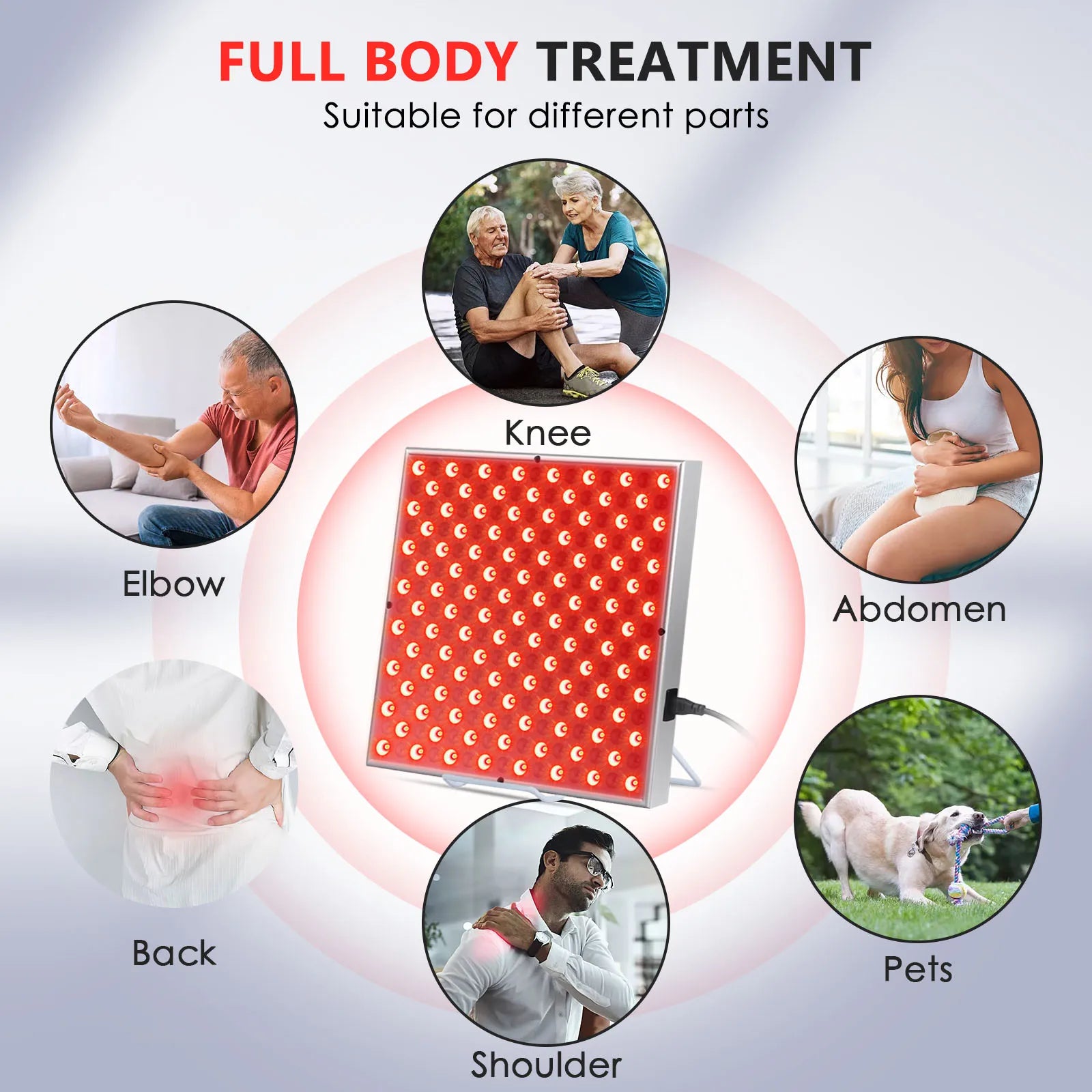225pcs LED Red Light Panel Lamp For Facial Anti Aging Skin Care Beauty LED Light Body Pain Relief 850nm Near Infrared Heating