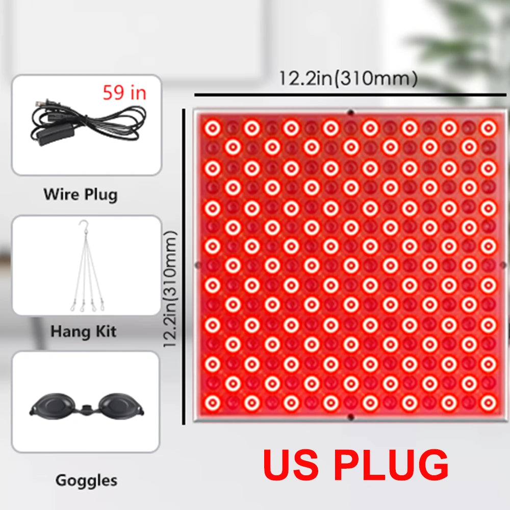 225pcs LED Red Light Panel Lamp For Facial Anti Aging Skin Care Beauty LED Light Body Pain Relief 850nm Near Infrared Heating